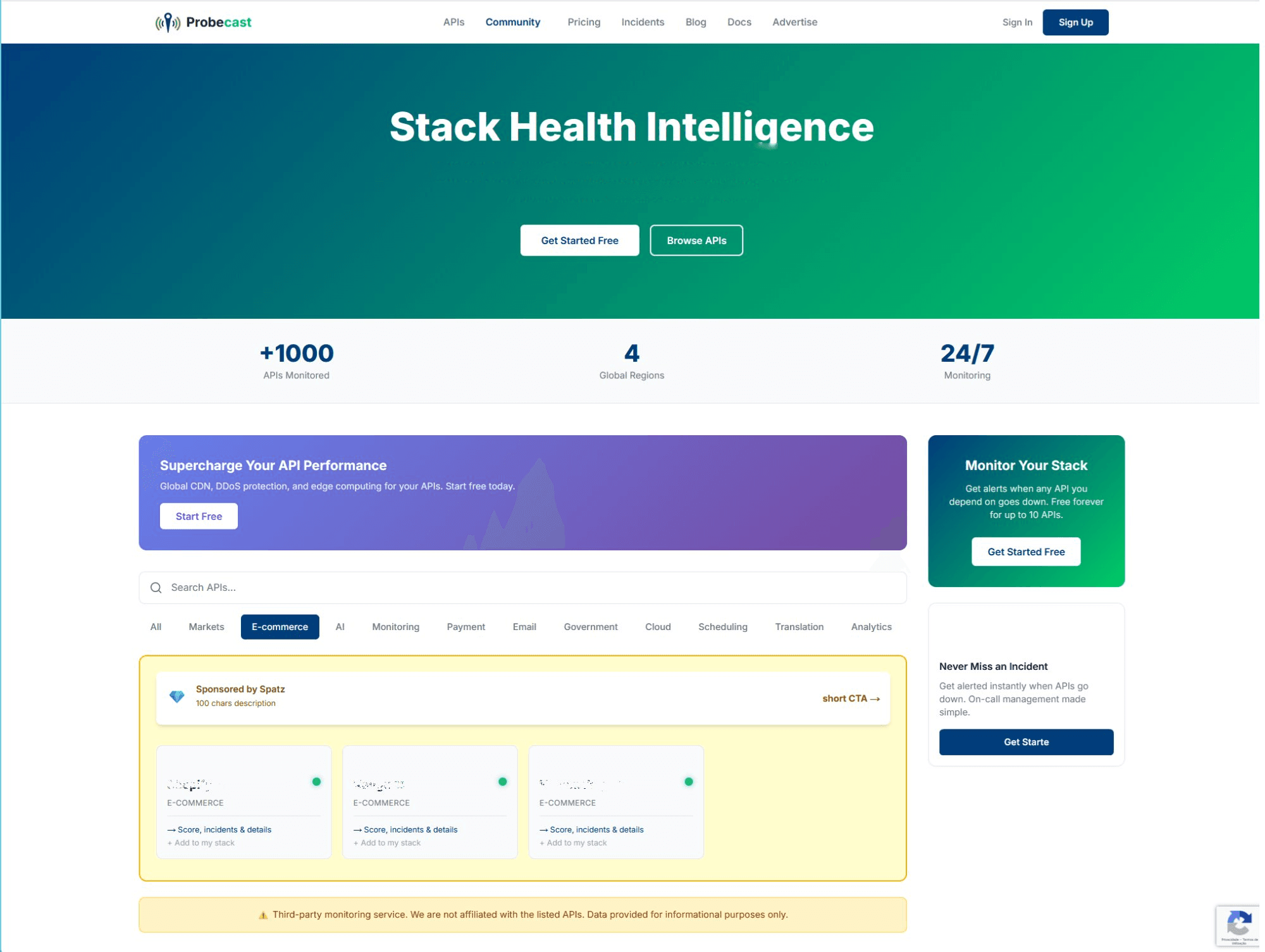 Category Sponsor placement preview