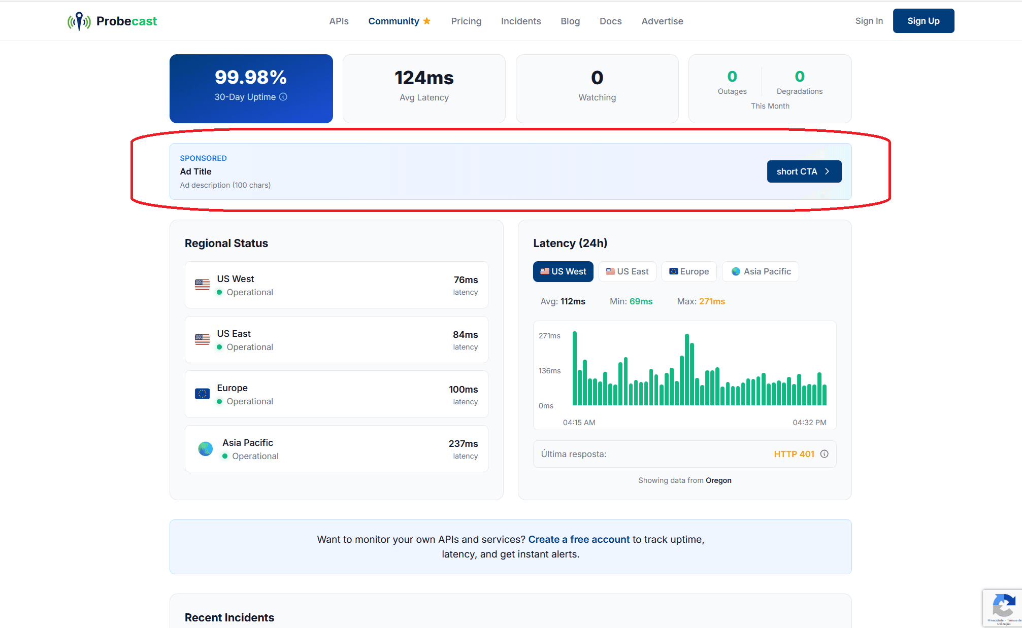 Status Page Banner placement preview